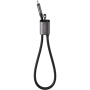USAMS SJ784 2в1 силиконов кабел за зареждане и данни и каишка - USB-C към USB-C - 30 см - черен