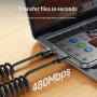 Yesido CA205 разтегателен кабел за зареждане и данни - USB-C към USB-C - 1,2 m - черен