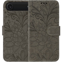 Флип калъф с дантелен мотив за iPhone Air - кафяв
