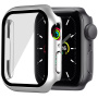 Матов защитен калъф със закалено стъкло за Apple Watch 45mm - сребърно