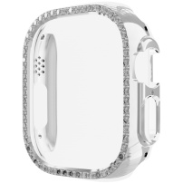 Метален калъф с камъчета за Apple Watch Ultra 49mm - сребърно