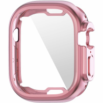 Метален калъф от мека пластмаса със защита на дисплея за Apple Watch Ultra 49mm - розово
