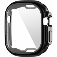 Метален калъф от мека пластмаса със защита на дисплея за Apple Watch Ultra 49mm - черно