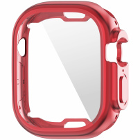Метален калъф от мека пластмаса със защита на дисплея за Apple Watch Ultra 49mm - червено