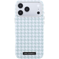 Karl Lagerfeld Houndstooth Resin Plate Кейс с MagSafe за iPhone 17 Pro Max - синьо-бял
