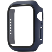 Защитен калъф със закалено стъкло за Apple Watch 44mm - тъмно син