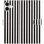 Флип калъф с райета за iPhone 17 - черно-бял
