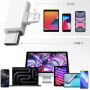 3в1 редукция с четец на карти - слот за SD / TF карта / USB-A към USB-C / Lightning - розова