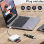 2в1 редукция с четец за карти - слот за SD / TF карта за USB-C / Lightning - оранжева