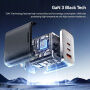 ESSAGER ES-CD64 GaN зарядно за бързо зареждане с дисплей и портове 2x USB-C / USB-A - 65W - черно