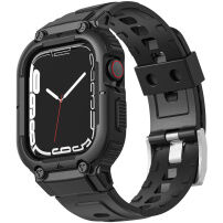 Устойчив Armor калъф с каишка за Apple Watch 45mm / 44mm / 42mm - черно