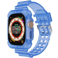 Устойчив калъф с прозрачна каишка за Apple Watch Ultra 49mm - синьо