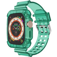 Устойчив калъф с прозрачна каишка за Apple Watch Ultra 49mm - зелено
