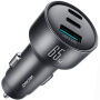 JOYROOM CCN19 зарядно за кола с портове 2x USB-C / USB-A - 65W - тъмносиво