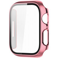 Метален защитен калъф със закалено стъкло за Apple Watch 45mm - златно розово