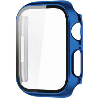 Метален защитен калъф със закалено стъкло за Apple Watch 45mm - синьо