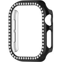 Метален калъф инкрустиран с камъни за Apple Watch 40mm - черен