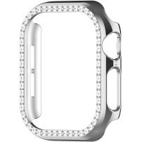 Метален калъф, инкрустиран с камъчета за Apple Watch 40mm - сребрист