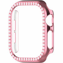 Металически калъф с инкрустирани камъни за Apple Watch 42mm (Series 10 / 11) - розов