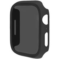 Матов калъф със закалено Anti-Spy стъкло за Apple Watch 45mm - черно