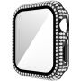 Калъф с камъчета със закалено стъкло за Apple Watch 42mm - черно