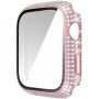 Калъф с камъчета със закалено стъкло за Apple Watch 45mm - розово