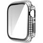 Калъф с камъчета със закалено стъкло за Apple Watch 45mm - черно
