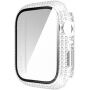 Калъф с камъчета със закалено стъкло за Apple Watch 45mm - прозрачно