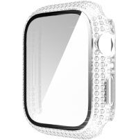Калъф с камъчета със закалено стъкло за Apple Watch 45mm - прозрачно