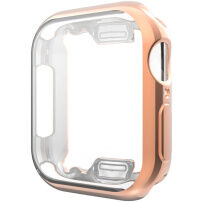 Металически калъф от мека пластмаса със защита на дисплея за Apple Watch 44mm - розово злато