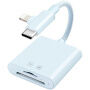 2в1 редукция с четец за карти - слот за SD / TF карта към USB-C / Lightning - синя