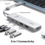 UGREEN U601 5 в 1 hub - HDMI / 2x USB-C / 2x USB-A към USB-C - сребрист