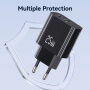 USAMS CC315 GaN зарядно за бързо зареждане с портове USB-C / USB-A - 25W - бял