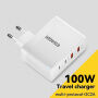 ESSAGER ES-CD37 Зарядно за бързо зареждане с портове 2x USB-C / 2x USB-A - 100W - бял