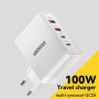 ESSAGER ES-CD37 Зарядно за бързо зареждане с портове 2x USB-C / 2x USB-A - 100W - бял