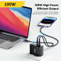 ESSAGER ES-CD37 Зарядно за бързо зареждане с портове 2x USB-C / 2x USB-A - 100W - бял