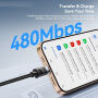 ESSAGER 3в1 универсален оплетен Кабел за зареждане и данни - USB-C / USB-A към магнитен пад / USB-C / Lightning - 1 м - черен