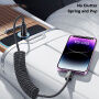 ESSAGER спираловиден оплетен Кабел за зареждане и пренос на данни - USB-C към Lightning - 1,8 m - черен