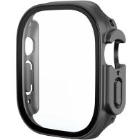 Металически калъф със закалено стъкло за Apple Watch Ultra 49mm - тъмносиво