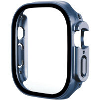 Метален калъф със закалено стъкло за Apple Watch Ultra 49mm - синьо
