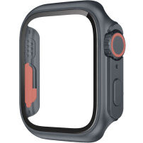 Калъф приличащ на Watch Ultra със закалено стъкло за Apple Watch 44mm - сиво