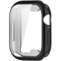 Металически калъф от мека пластмаса със защита на дисплея за Apple Watch 46mm - черен