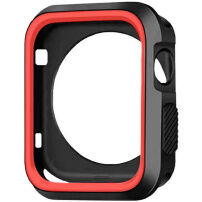 Защитен силиконов калъф за Apple Watch 42mm - черен - червено