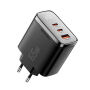 ESSAGER ES-CD64 GaN зарядно за бързо зареждане с дисплей и портове 2x USB-C / USB-A - 65W - черно