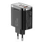 ESSAGER ES-CD64 GaN зарядно за бързо зареждане с дисплей и портове 2x USB-C / USB-A - 65W - черно