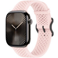 xDfind перфорирана силиконова каишка за Apple Watch 42mm / 41mm / 40mm / 38mm - розова