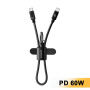 ESSAGER ES-X83 зареждащ и дата кабел и каишка - USB-C към USB-C - 30 cm - черен