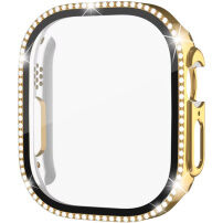 xDfind калъф обсипан с камъни със закалено стъкло за Apple Watch Ultra 49mm - златист