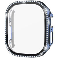 xDfind калъф с камъни и закалено стъкло за Apple Watch Ultra 49mm - тъмносин