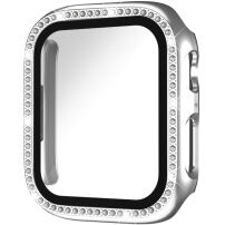 xDfind калъф инкрустиран с камъни със закалено стъкло за Apple Watch 46mm - сребрист